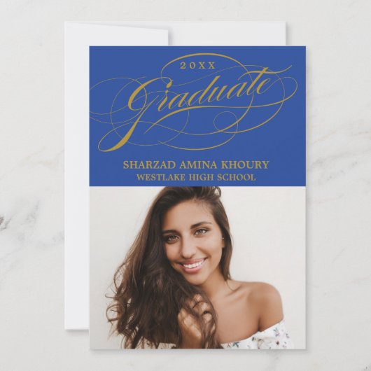 STIJLVOL ELEGANT SCRIPT 2 AFSTUDEREN FEESTUITNODIG KAART (Voorkant)