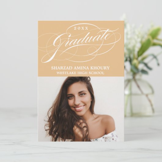 STIJLVOL ELEGANT SCRIPT 2 AFSTUDEREN FEESTUITNODIG KAART (Staand voorkant)