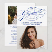 STIJLVOL ELEGANT SCRIPT 2 AFSTUDEREN FEESTUITNODIG KAART (Voorkant / Achterkant)