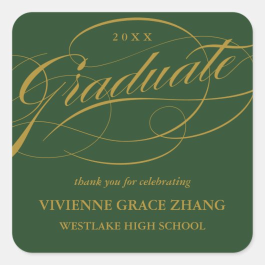 STIJLVOL ELEGANT SCRIPT AFSTUDEREN DANK U STICKER (Voorkant)
