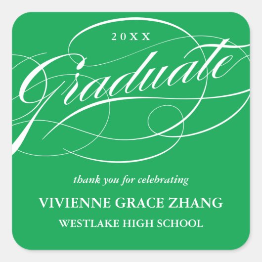 STIJLVOL ELEGANT SCRIPT AFSTUDEREN DANK U STICKER (Voorkant)