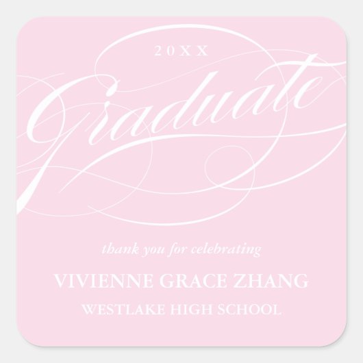 STIJLVOL ELEGANT SCRIPT AFSTUDEREN DANK U STICKER (Voorkant)