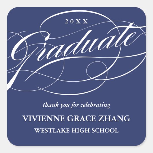 STIJLVOL ELEGANT SCRIPT AFSTUDEREN DANK U STICKER (Voorkant)