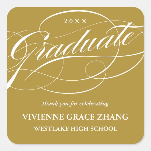STIJLVOL ELEGANT SCRIPT AFSTUDEREN DANK U STICKER (Voorkant)