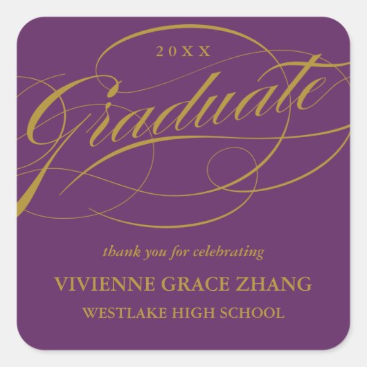 STIJLVOL ELEGANT SCRIPT AFSTUDEREN DANK U STICKER (Voorkant)