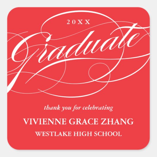 STIJLVOL ELEGANT SCRIPT AFSTUDEREN DANK U STICKER (Voorkant)