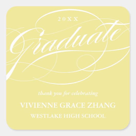 STIJLVOL ELEGANT SCRIPT AFSTUDEREN DANK U STICKER (Voorkant)