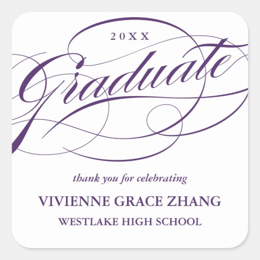 STIJLVOL ELEGANT SCRIPT AFSTUDEREN DANK U STICKER (Voorkant)
