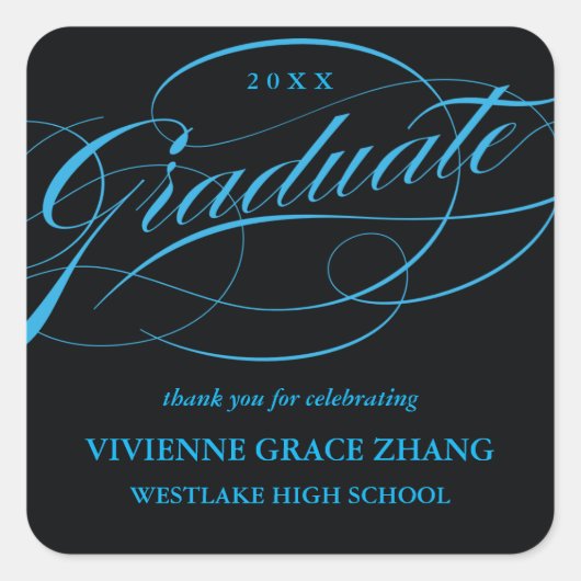 STIJLVOL ELEGANT SCRIPT AFSTUDEREN DANK U STICKER (Voorkant)