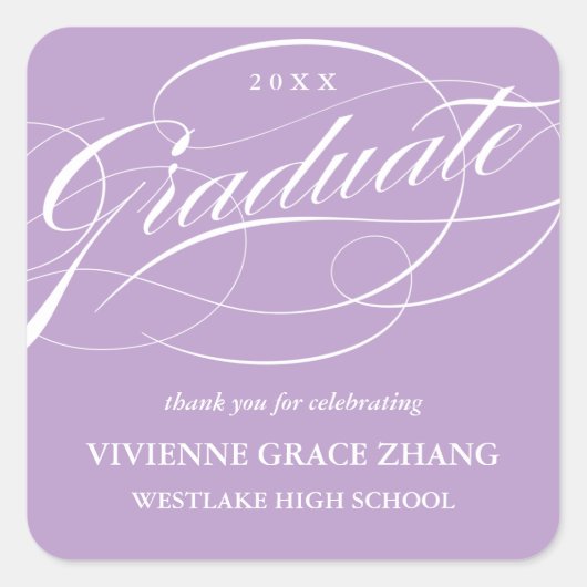 STIJLVOL ELEGANT SCRIPT AFSTUDEREN DANK U STICKER (Voorkant)