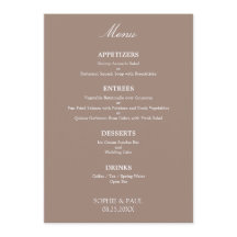 Stijlvol Elegant Taupe Bruiloft Menu