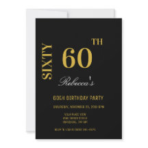 Stijlvol Elegant Zwart & Goud 60e Verjaardagsfeest
