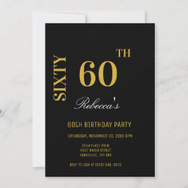 Stijlvol Elegant Zwart & Goud 60e Verjaardagsfeest Kaart