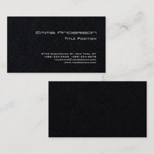 Stijlvol Elegant Zwart Modern Indrukwekkende Trend Visitekaartje (Voorkant / Achterkant)