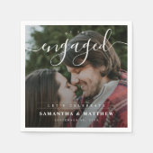 Stijlvol Elege Paar Foto Verlovingsfeest Servet (Voorkant)