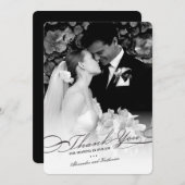 Stijlvol en elegant script foto's simpele bruiloft bedankkaart (Voorkant / Achterkant)
