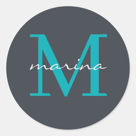 Stijlvol en gepersonaliseerd monogram ronde sticker (Voorkant)