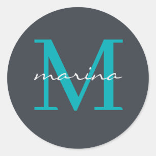 Stijlvol en gepersonaliseerd monogram ronde sticker