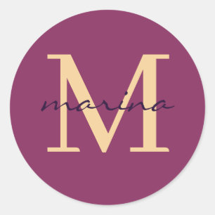 Stijlvol en gepersonaliseerd monogram ronde sticker