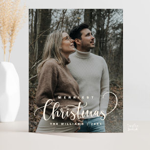 Stijlvol en rustiek, vrolijk kerstfeest familie fo briefkaart