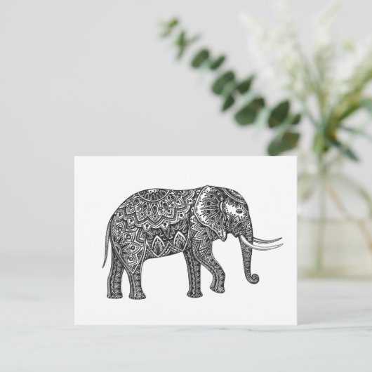 Stijlvol Fantasy Elephant Doodle Briefkaart (Staand voorkant)