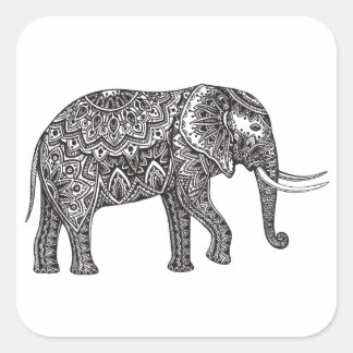 Stijlvol Fantasy Elephant Doodle Vierkante Sticker
