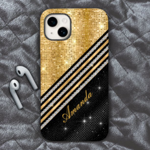Stijlvol faux Crystal Gold en zwart, op maat gemaa Case-Mate iPhone 14 Hoesje