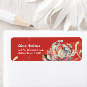 Stijlvol Floral Cute Red-adres Etiket