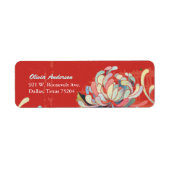Stijlvol Floral Cute Red-adres Etiket (Voorkant)