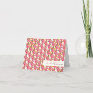 Stijlvol Floral Daisy Pattern in Roze Gepersonalis Notitiekaartje