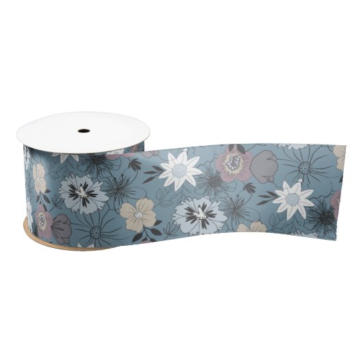 Stijlvol Floral Illustration Blue en Roos Pattern Lint (Spoel)