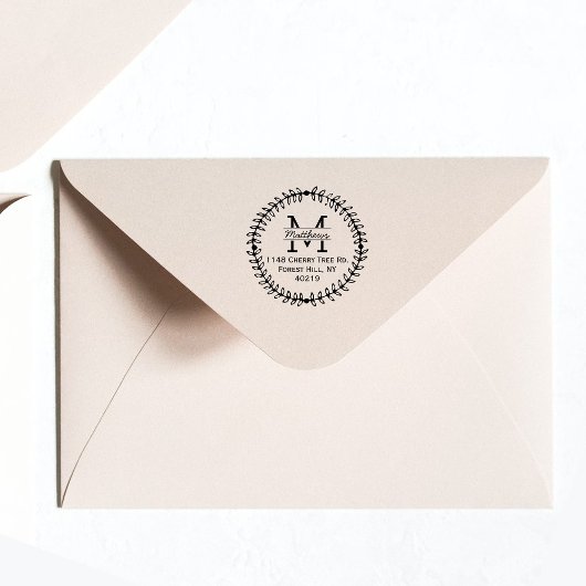 Stijlvol Floral Wreated Custom Monogram Rubberstempel