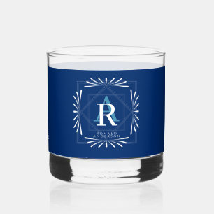 Stijlvol frame Navy Monogram Whisky Glas