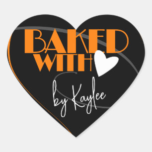 Stijlvol Gebakken met Liefde Bakken Signature Naam Hart Sticker