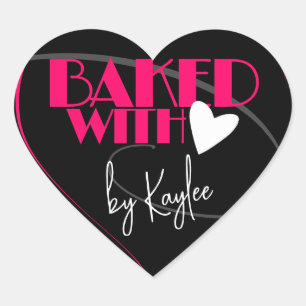 Stijlvol Gebakken met Liefde Bakken Signature Naam Hart Sticker