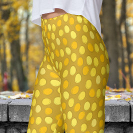 Stijlvol Geel en Lemon Curry Polka Dot Pattern Leggings