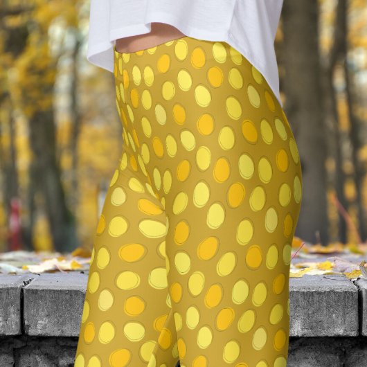 Stijlvol Geel en Lemon Curry Polka Dot Pattern Leggings