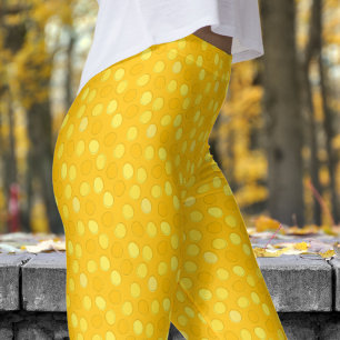 Stijlvol geel en Mikado Polka Dot Pattern Leggings