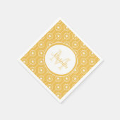 Stijlvol geel en wit monogram met naam servetten (Hoek)