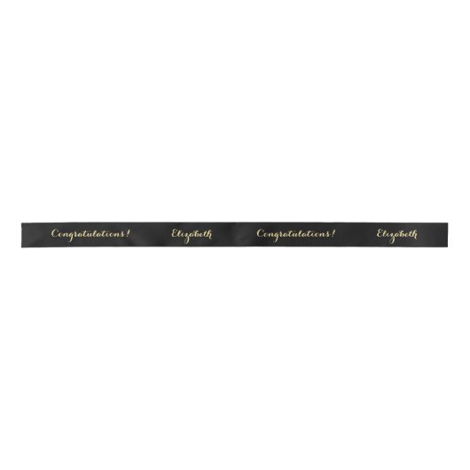 Stijlvol gefeliciteerd Afstuderen Black Faux Gold Lint (Voorkant)