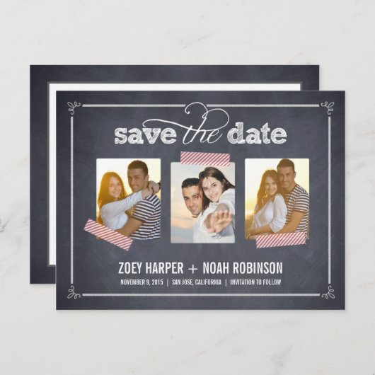 Stijlvol gekrijt - Save the Date Briefkaart (Voorkant / Achterkant)