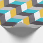 Stijlvol Geometric Blue Gellow Grey Pattern Cadeaupapier (Hoek)