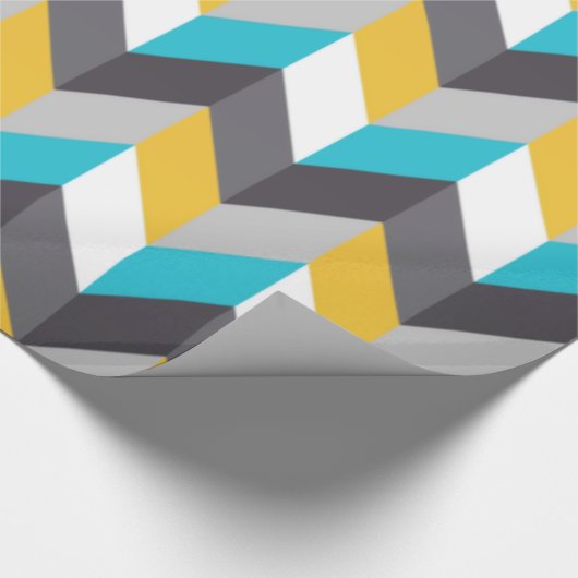 Stijlvol Geometric Blue Gellow Grey Pattern Cadeaupapier (Hoek)