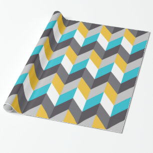 Stijlvol Geometric Blue Gellow Grey Pattern Cadeaupapier