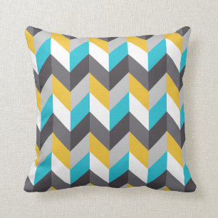 Stijlvol Geometric Blue Gellow Grey Pattern Kussen