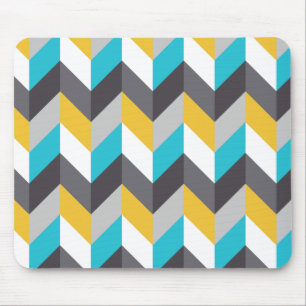 Stijlvol Geometric Blue Gellow Grey Pattern Muismat