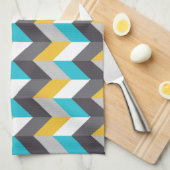 Stijlvol Geometric Blue Gellow Grey Pattern Theedoek (Quarter Fold)