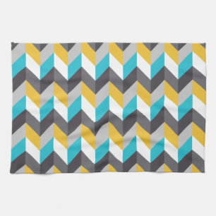 Stijlvol Geometric Blue Gellow Grey Pattern Theedoek