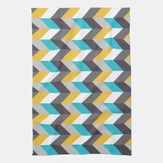 Stijlvol Geometric Blue Gellow Grey Pattern Theedoek (Verticaal)
