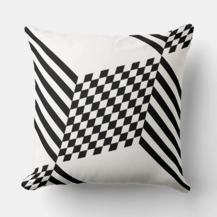 Stijlvol Geometric White & Black Diamond Pattern Kussen
